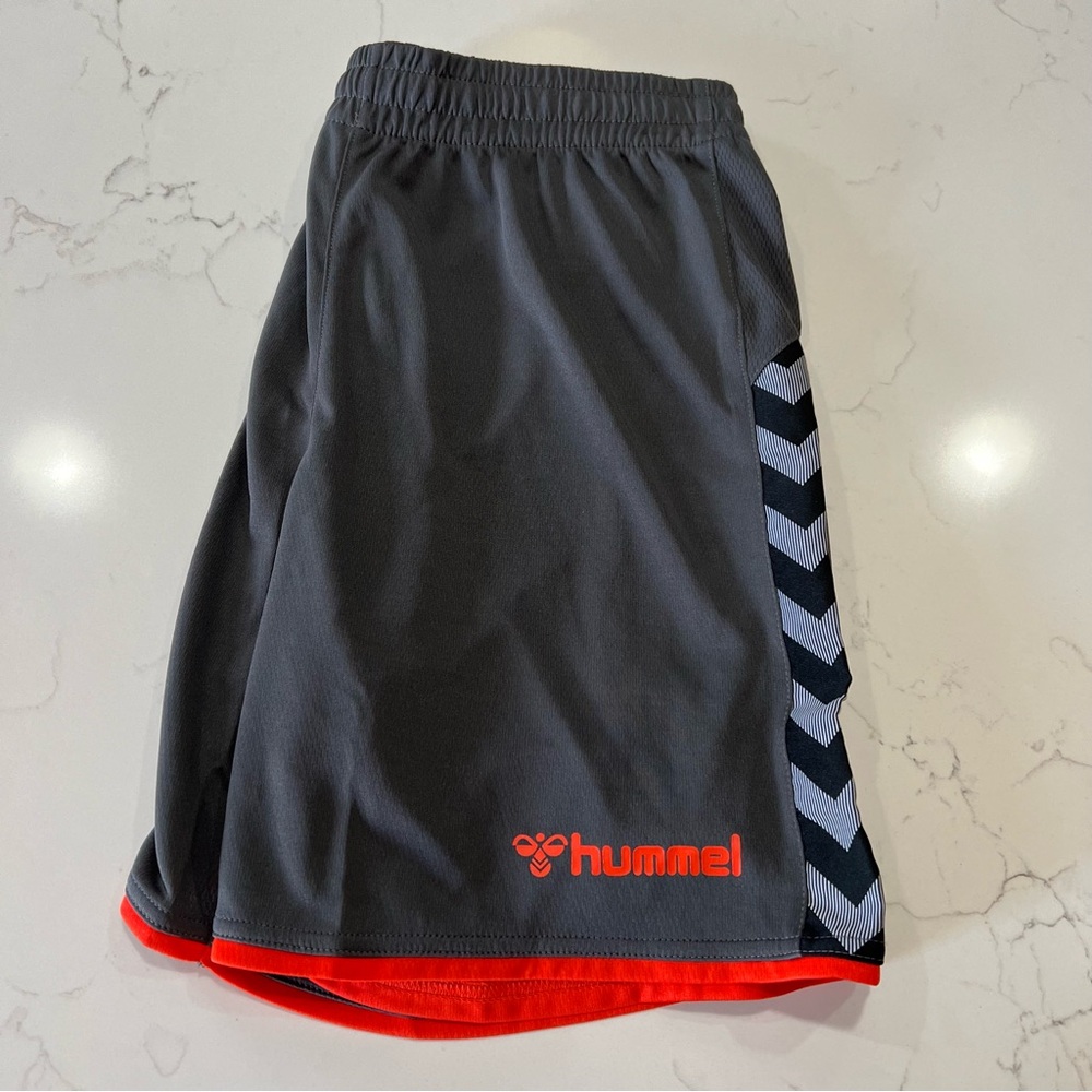 Hummel Authentic Poly Soccer Football Shorts EU S US XS NWT Gray Orange Men’s - Picture 3 of 16